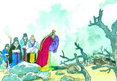 介之推死后，晋文公到枯柳树下祭拜